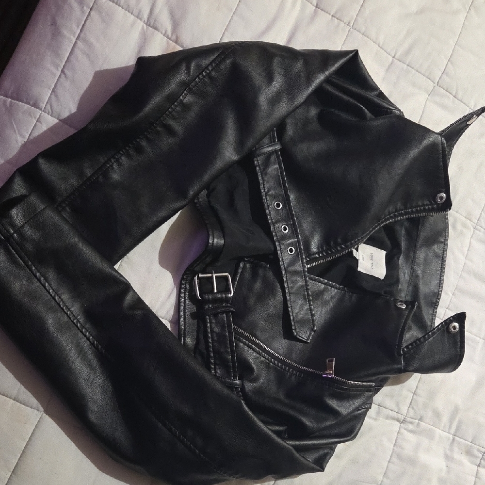 Love Tree Black Leather Motorcycle Jacket